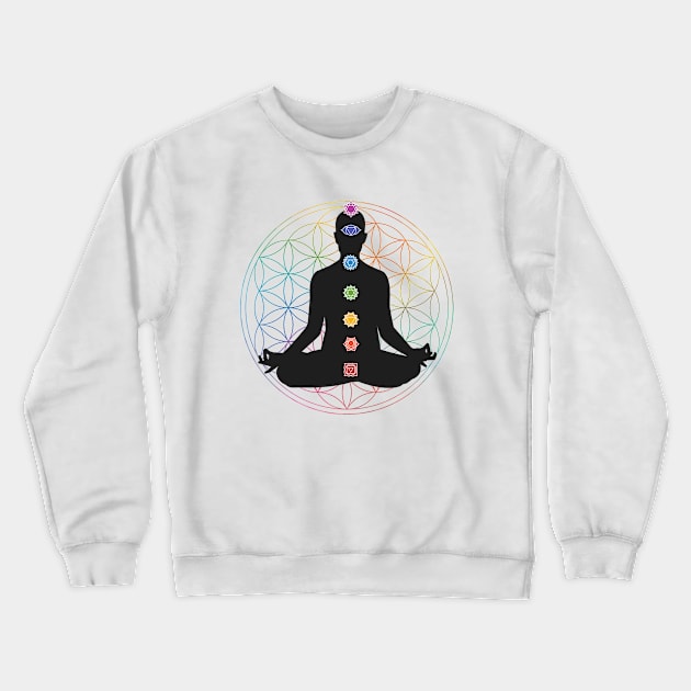 Flower of Life Chakra Healing Meditation Crewneck Sweatshirt by Bluepress